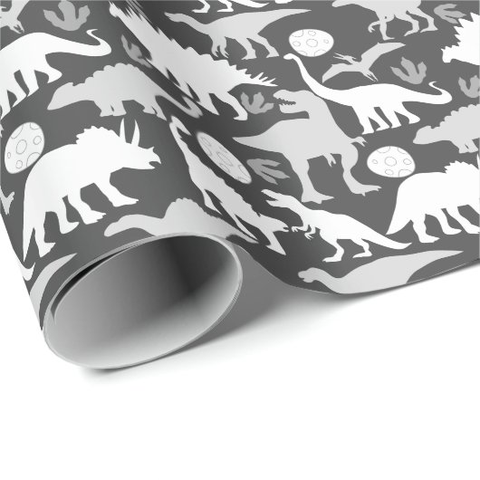 Grijs Dino Patroon D Grijs BG Cadeaupapier (Rol Hoek)