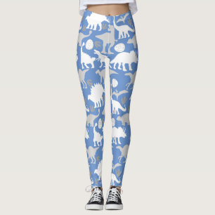 Grijs Dino Patroon L Blauw BG Leggings