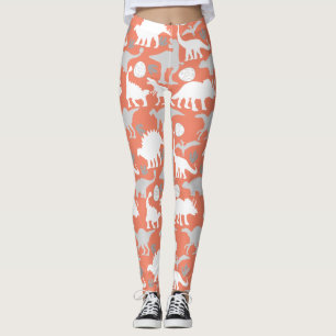 Grijs Dino Pattern Sinaasappel BG Leggings