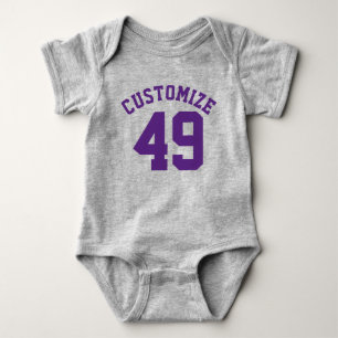 Grijs & Donker Paarse Baby   Sporttrui ontwerp Romper