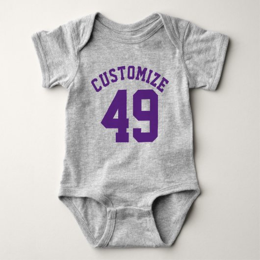 Grijs & Donker Paarse Baby | Sporttrui ontwerp Romper (Voorkant)