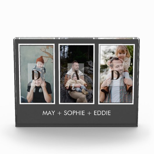 Grijs Drie (3) Foto's Vaderdag Fotoblok (Voorkant)