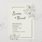 Grijs Eenvoudig Bruiloft Uitnodiging Portret (Voorkant / Achterkant)