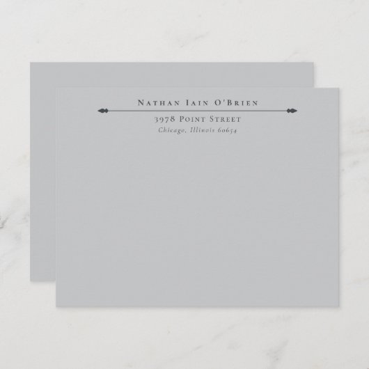 Grijs Elegant Gepersonaliseerd met Naam Adres Notitiekaartje (Voorkant / Achterkant)
