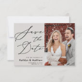 Grijs Elegant script Moderne Foto Simple Wedding Save The Date (Voorkant)