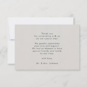 Grijs Elegant script Moderne Photo Simple Wedding\ Bedankkaart (Achterkant)