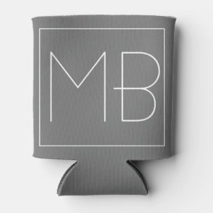Grijs Elegant Unieke Monogrammen Blikjeskoeler