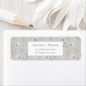 Grijs Elegant Winter Wildflower Trouwadres Etiket (Insitu)