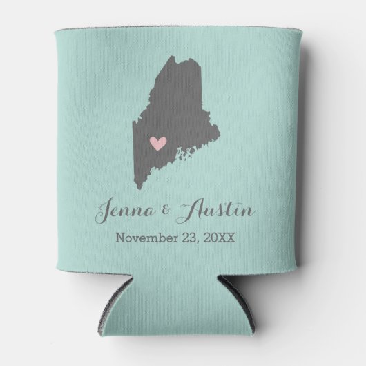 Grijs en Aqua Maine bruiloft gunst Koelbox Blikjeskoeler (Voorkant)