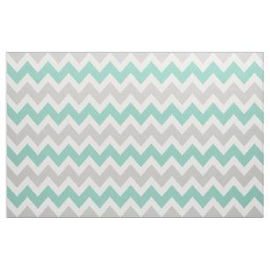 Grijs en Aqua Modern Chevron op grote schaal Stof