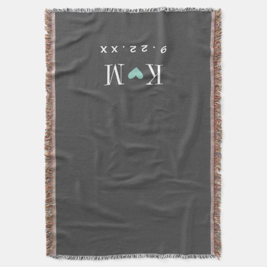 Grijs en Aqua modern huwelijksmonogram Deken (Voorkant Verticaal)