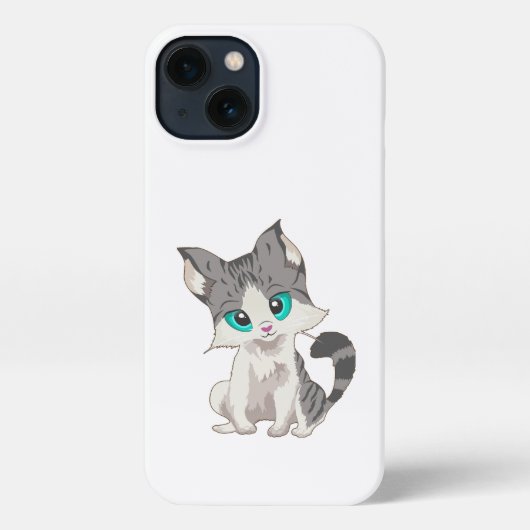 GRIJS- EN BEIGE KITTEN MET BLAUWE OGEN VERSNELLEN iPhone HOESJE (Achterkant)