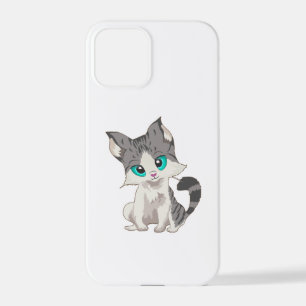 GRIJS- EN BEIGE KITTEN MET BLAUWE OGEN VERSNELLEN iPhone 12 PRO HOESJE