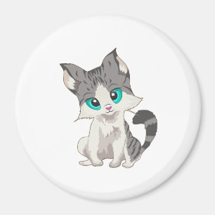 GRIJS- EN BEIGE KITTEN MET BLAUWE OGEN VERSNELLEN MAGNEET
