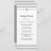 Grijs en Blauw Eerste Uitnodiging van de Communie (Voorkant / Achterkant)