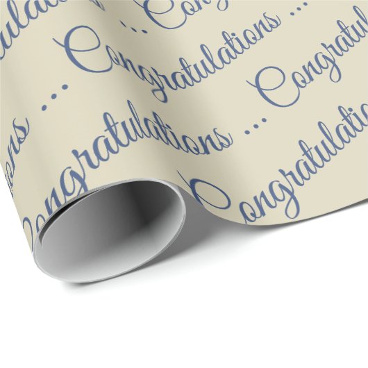 Grijs en blauw gefeliciteerd ontworpen cadeaupapier (Rol Hoek)