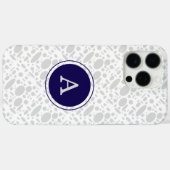 Grijs en blauw monogram Case-Mate iPhone case (Achterkant (horizontaal))