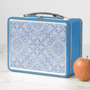 Grijs en blauw opengewerkt kantpatroon vintage