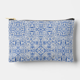 Grijs en blauw opengewerkt kantpatroon vintage etui