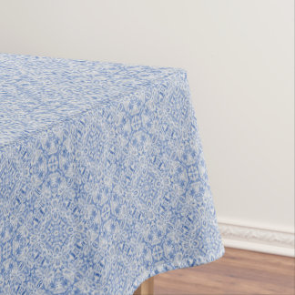 Grijs en blauw opengewerkt kantpatroon vintage tafelkleed