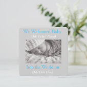 Grijs en Blauwe Geboorteaankondigingen voor Baby J Aankondiging (Staand voorkant)
