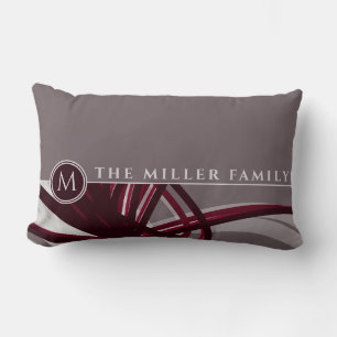Grijs en Bourgogne Abstract Monogram Familiena Kussen