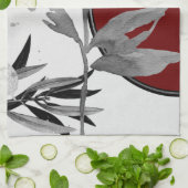 Grijs en Bourgogne Moderne Waterverf verlaat Theedoek (Gevouwen)