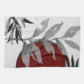 Grijs en Bourgogne Moderne Waterverf verlaat Theedoek (Horizontaal)