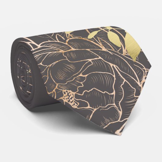 Grijs en bruin goud stropdas (Opgerold)