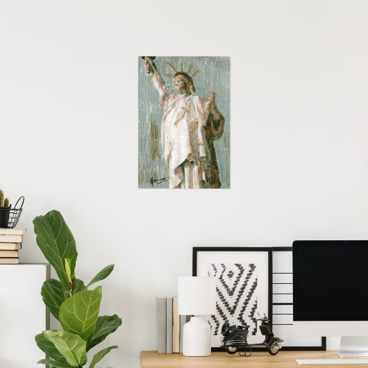 grijs en bruine waterkleurVrijheidsbeeld Poster (Thuiskantoor)