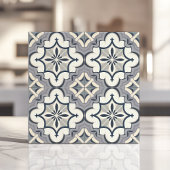 Grijs en crème geometrische bloem tegeltje