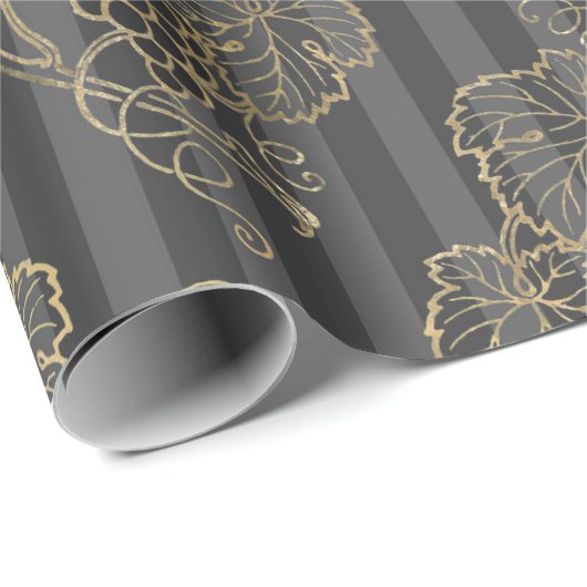 Grijs en Faux Gold Wijn Cadeaupapier (Rol Hoek)