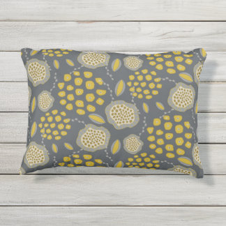 Grijs en Geel Abstract Floral Pillow Buitenkussen