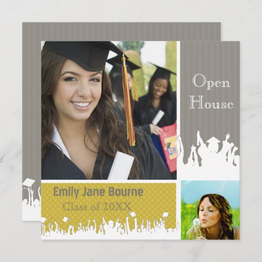 Grijs en Geel Afbeelding Klasse 2012 Aankondiging (Voorkant / Achterkant)