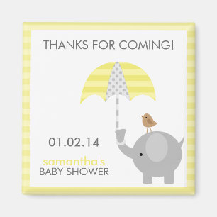 Grijs en Geel Baby shower Favors Magneet
