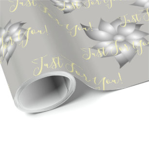 Grijs en geel bloemig geschenkverpakking cadeaupapier