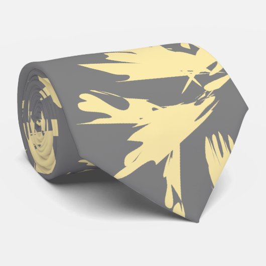 Grijs en geel bloempatroon. stropdas (Opgerold)