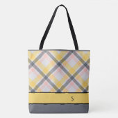 Grijs en Geel Canvas tas voor speldenmonogram (Voorkant)