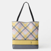 Grijs en Geel Canvas tas voor speldenmonogram (Achterkant)