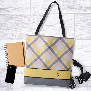 Grijs en Geel Canvas tas voor speldenmonogram