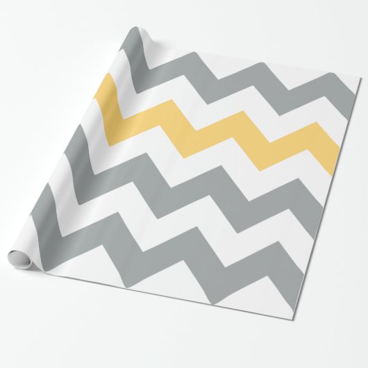 Grijs en geel Chevron inpakpapier (Uitgerold)