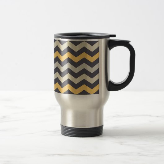 Grijs en Geel Chevron Stripe Zig Zag Kitchen Set Reisbeker (Rechts)