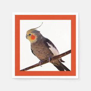 Grijs en Geel Cockatiel Pet Bird Kleur Foto Servet
