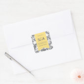 Grijs en geel Damask Favor Stickers (Envelop)