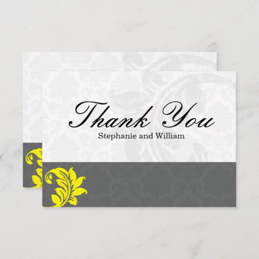 Grijs en Geel huwelijk Hartelijk dank Bedankkaart (Voorkant / Achterkant)