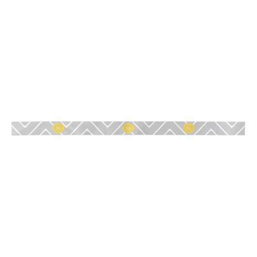 Grijs en Geel modern Chevron Aangepast monogram Lint (Voorkant)