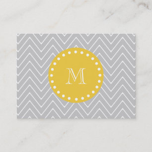 Grijs en Geel modern Chevron Aangepast monogram Visitekaartje