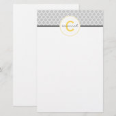Grijs en Geel Monogram Briefpapier (Voorkant / Achterkant)