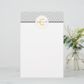 Grijs en Geel Monogram Briefpapier (Staand voorkant)