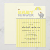 Grijs en Geel Olifant Baby shower Kaart (Voorkant / Achterkant)
